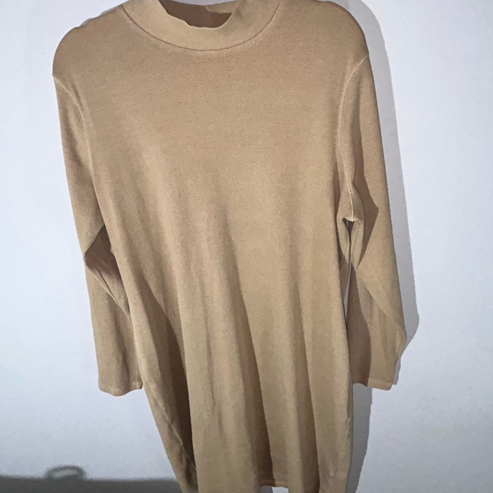 Old Navy Camel Ribbed Bodycon Dress long sleeve EUC